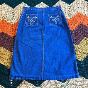 Vintage Sears 70s 80s Western Denim Skirt 30w